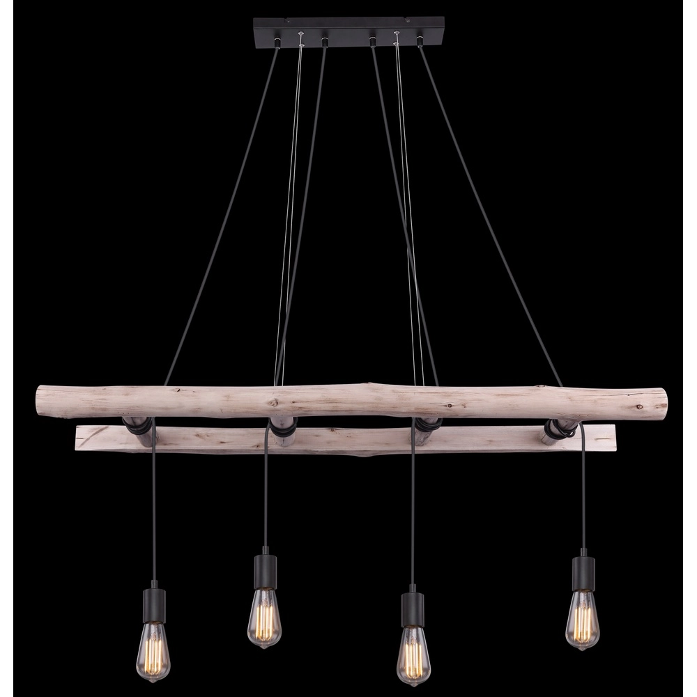 4-lichts hanglamp Irmgard hout 190cm Globo 9007371398577