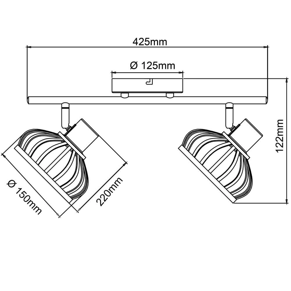 Houten plafondlamp Norah 2-lichts Brilliant 4004353409523