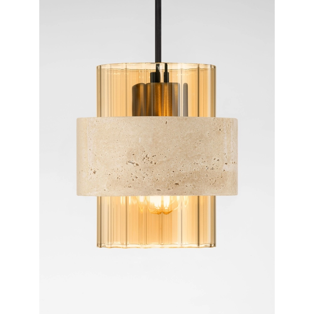 Moderne hanglamp Melony amber glas met zand bruin