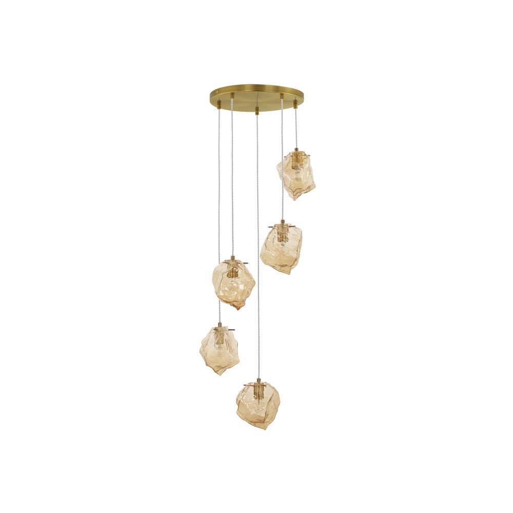 Hanglamp Odelle 5-lichts goud met amber glas Lyora 5212017434401