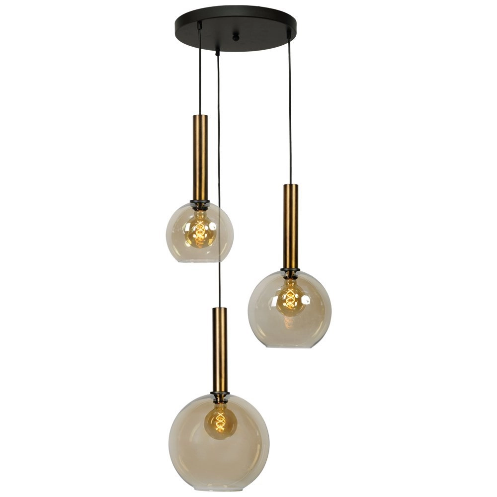 Zwarte hanglamp Bella 3-lichts met goud