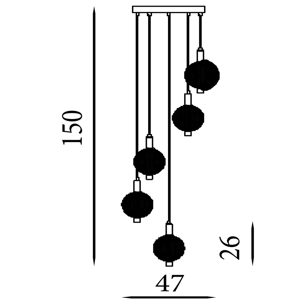 Design hanglamp Luminique 5-lichts Searchlight 5053423297040