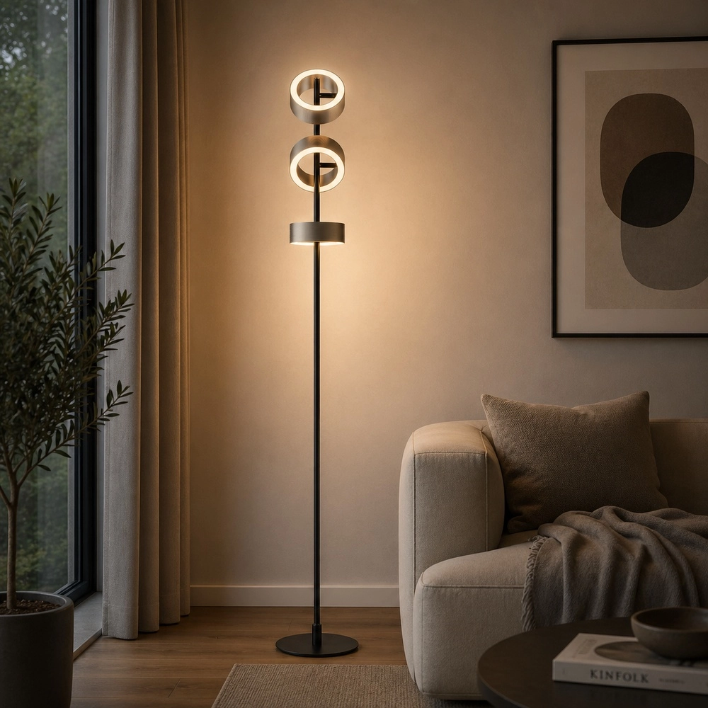 Design vloerlamp Axion zwart met bruin Brilliant 4004353477171