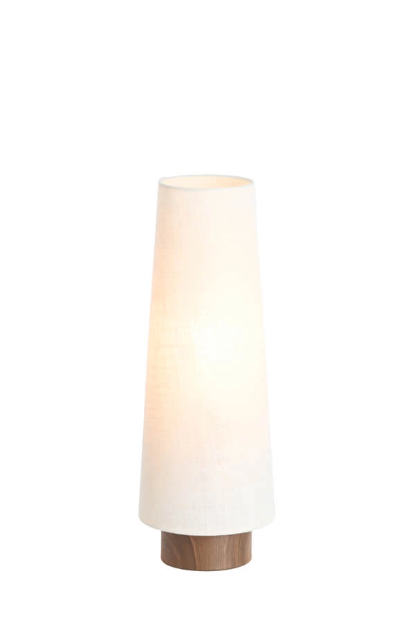 Tafellamp wit Howie met donker hout Ø 15cm