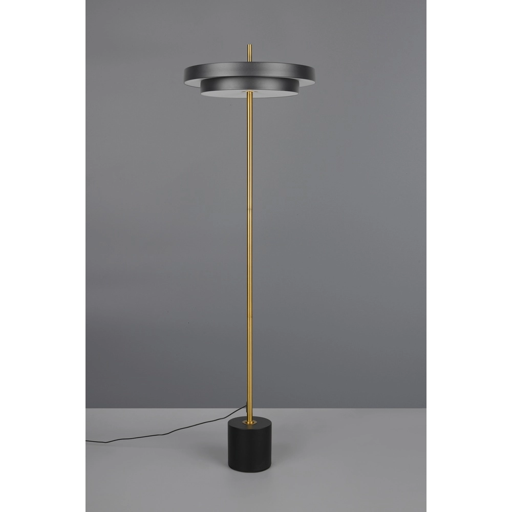Moderne vloerlamp Keaton zwart met goud Trio 4017807655926