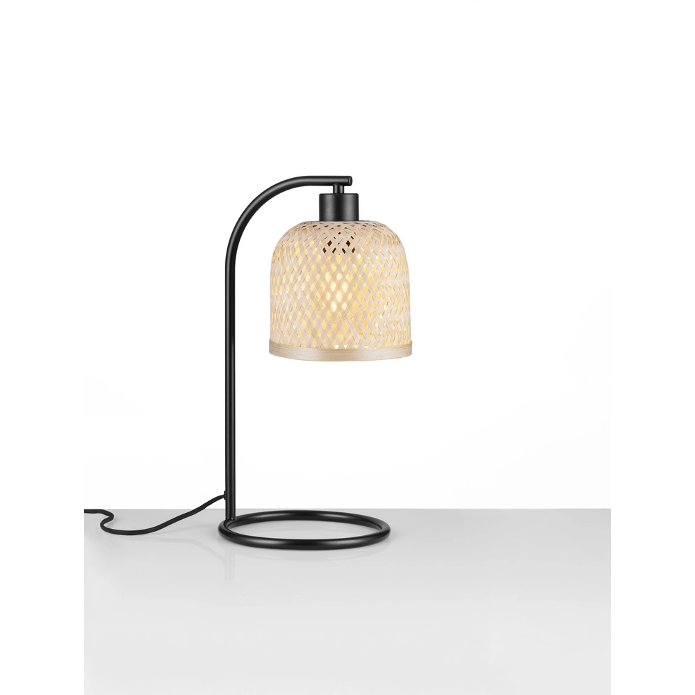 Tafellamp Intra zwart met bamboe kapje Lyora 5212017454805