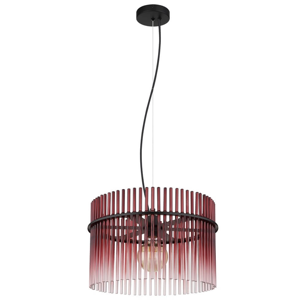 Zwarte hanglamp Gorley met rood glas Ø 40cm Globo 9007371462964