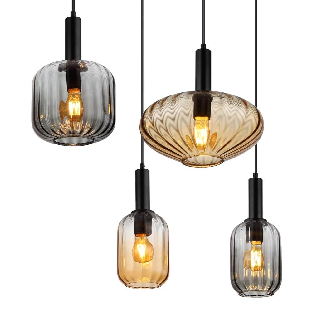 Hanglamp Valletta met gekleurd glas 6-lichts Globo 9007371458868