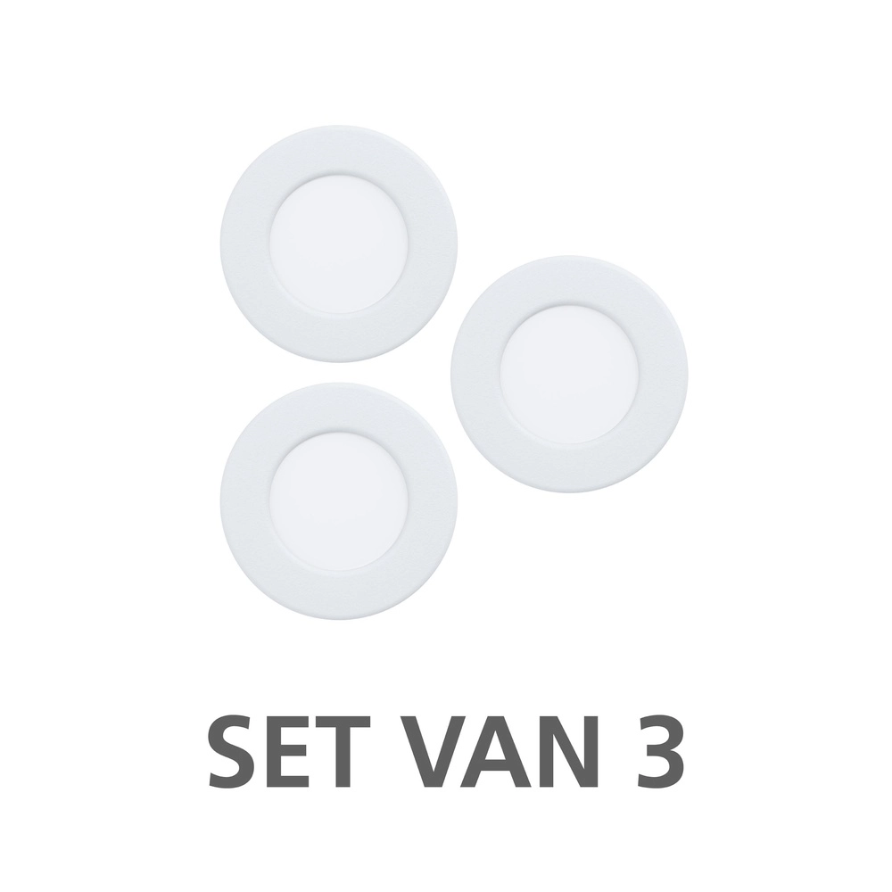 3x Inbouwspot Fueva 6 rond - wit - Ø 8,8cm Eglo 9008606330744