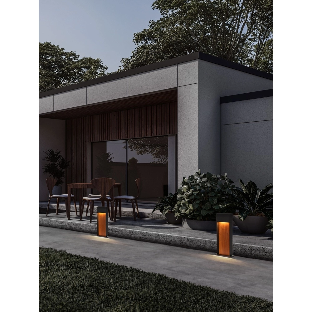 Design tuinlamp Noray zwart met hout 40cm - 3000K