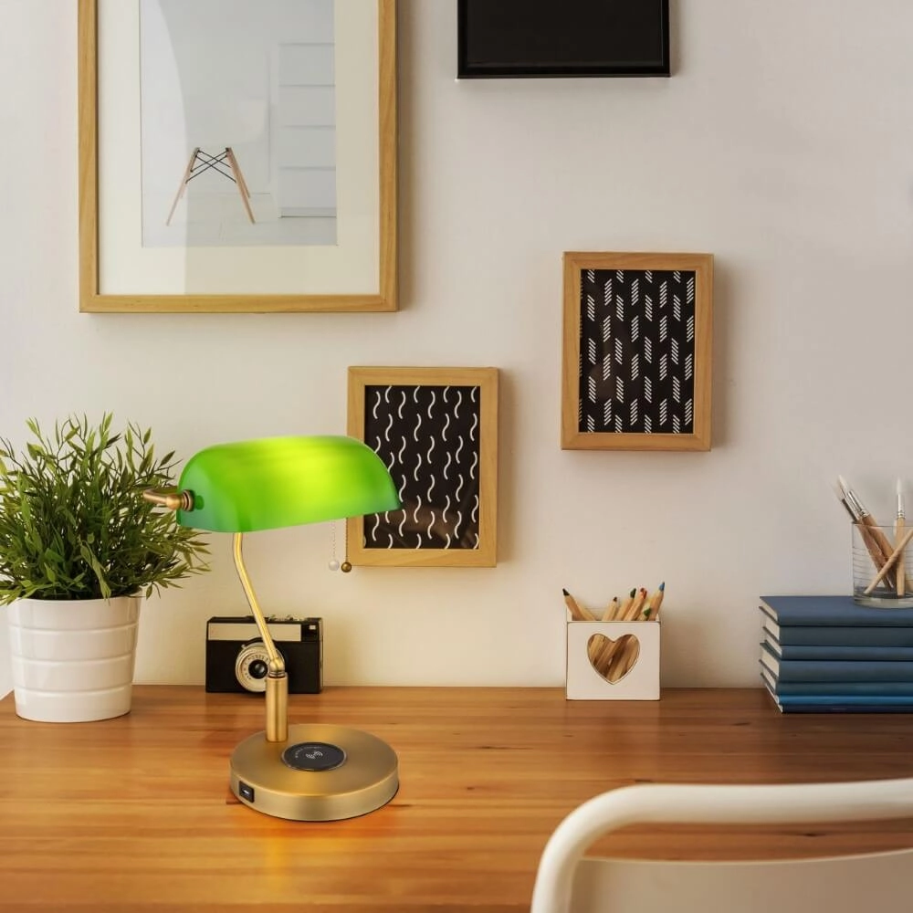 Bureaulamp Antique met draadloze lader Globo 9007371455362