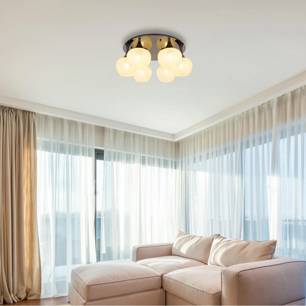 Antraciet plafondlamp Maxy met wit glas 6-lichts Ø 65cm Globo 9007371450183