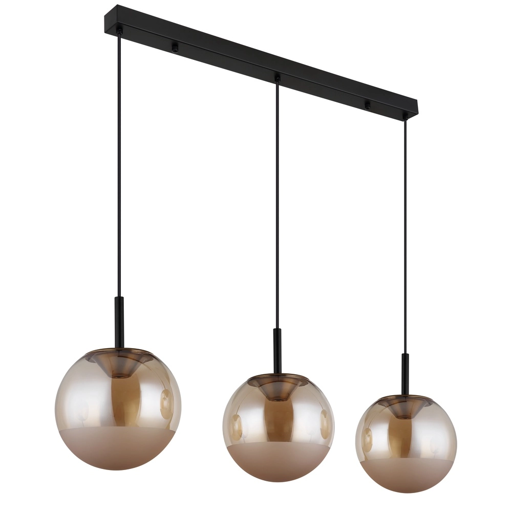 Design hanglamp Severin 3-lichts zwart met amber glas Globo 9007371549931