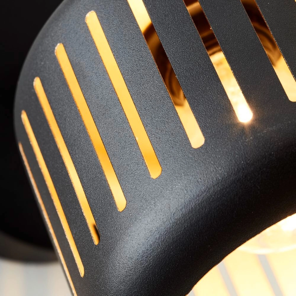 Zwarte wandlamp Tyas zwart met goud Brilliant 4004353424311