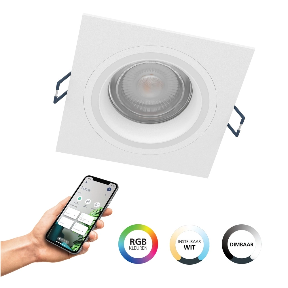 Zigbee inbouwspot Carosso-Z wit - vierkant Eglo 9008606259816