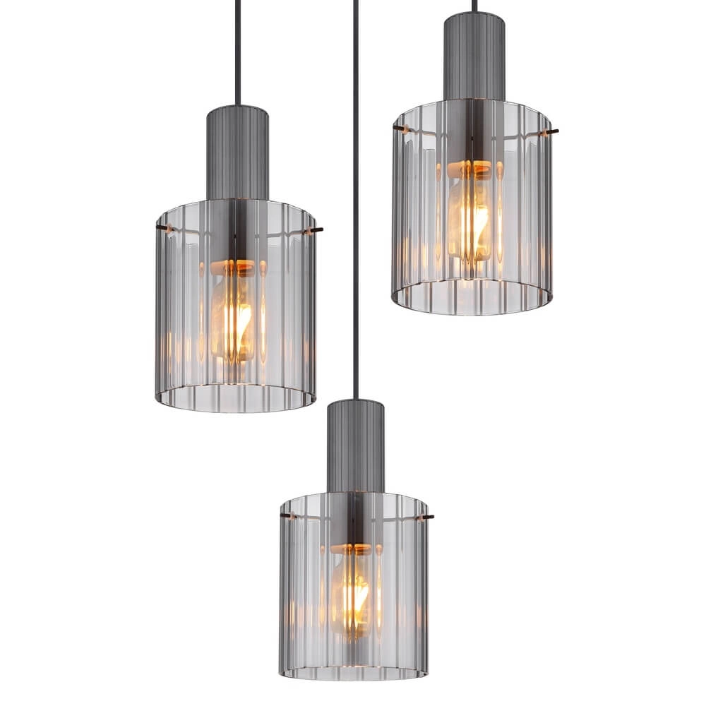 Hanglamp Tulivar design smoke glas 3-lichts Globo 9007371447664