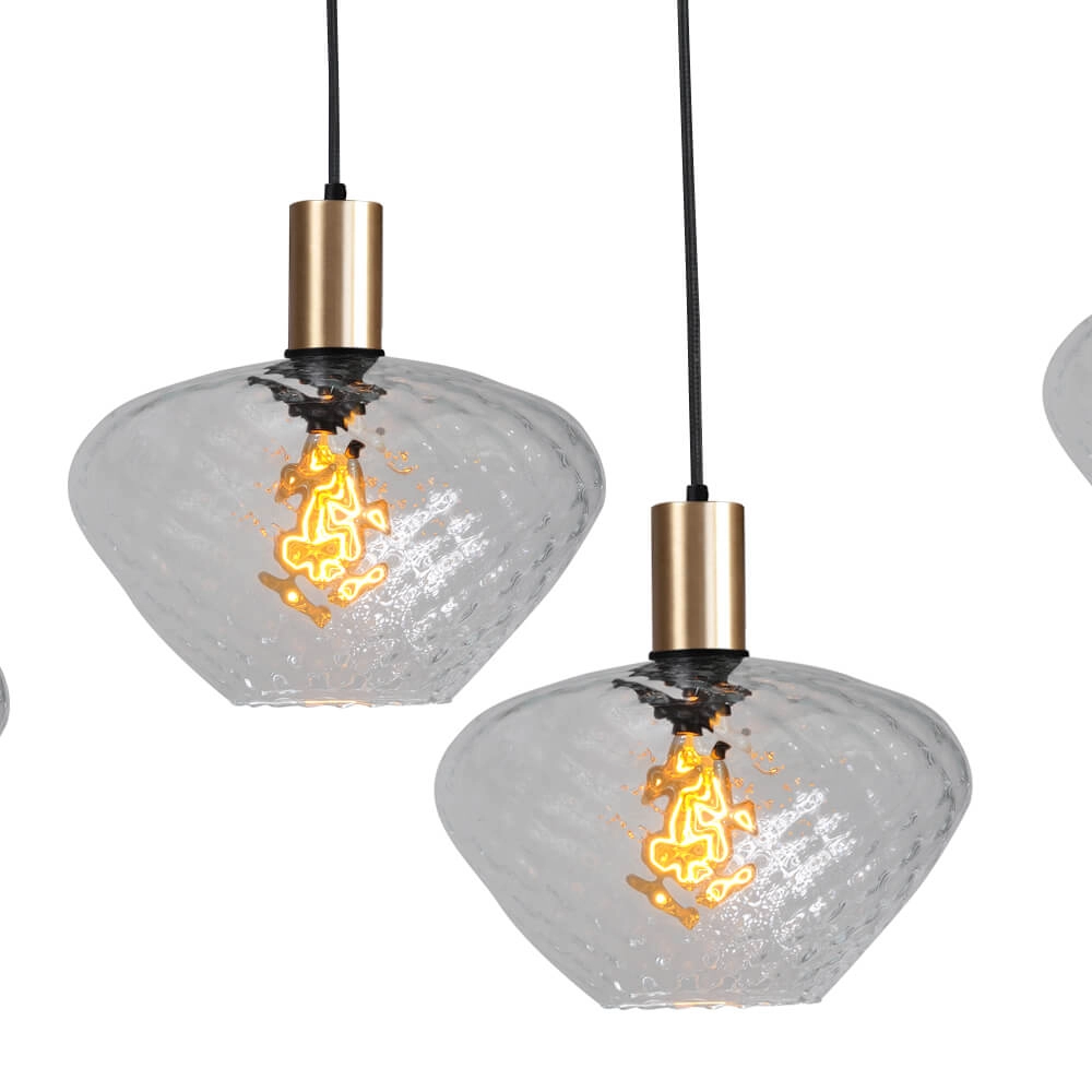 6-lichts hanglamp - goud - Porto met Blossom clear glazen Masterlight 8718121270500