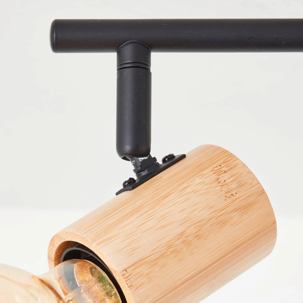 Plafondlamp Kerry 3-lichts zwart met hout Brilliant 4004353409035