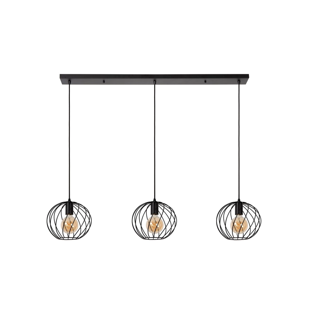3-lichts hanglamp Danza zwart
