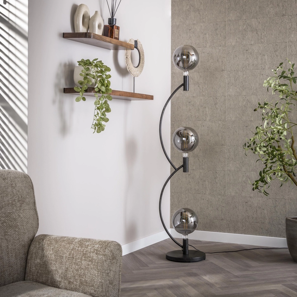 Design vloerlamp Arcus zwart 3-lichts Lyora 8716803515192