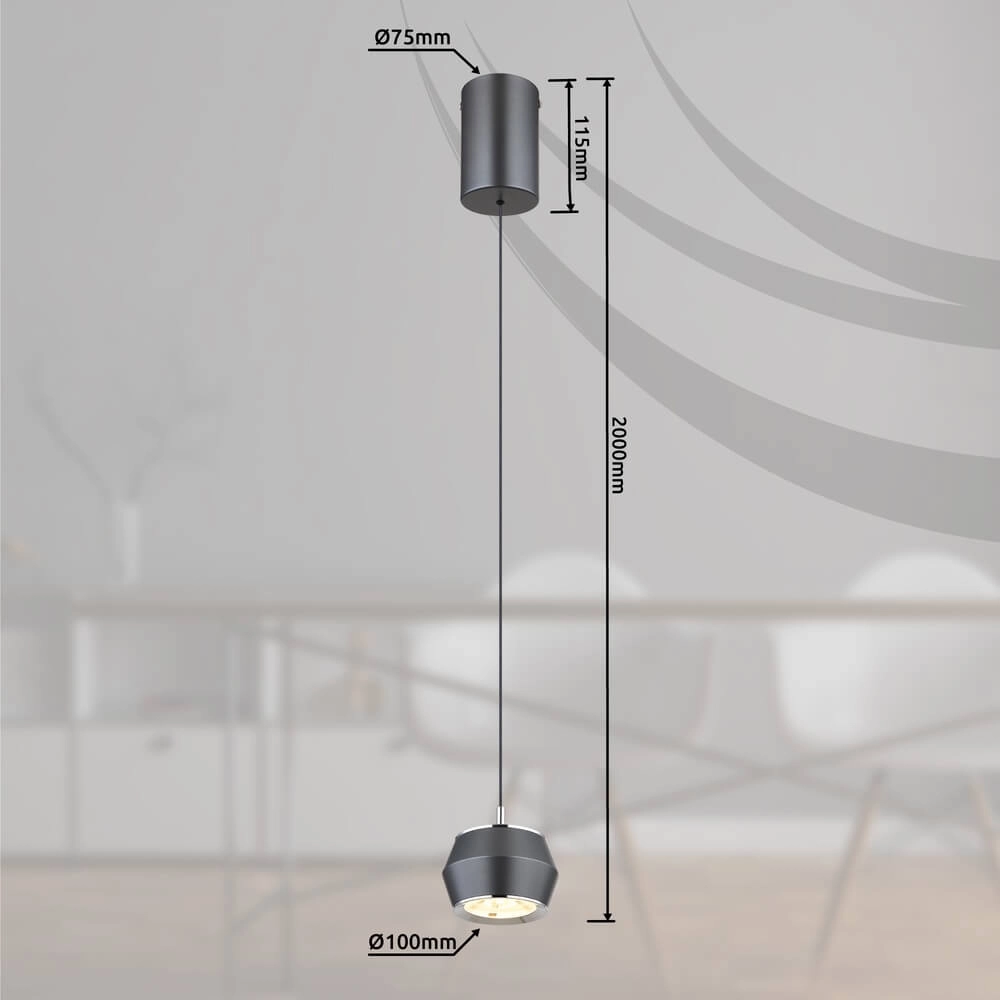 Hanglamp Marthy 4-lichts grijs Globo 9007371449118