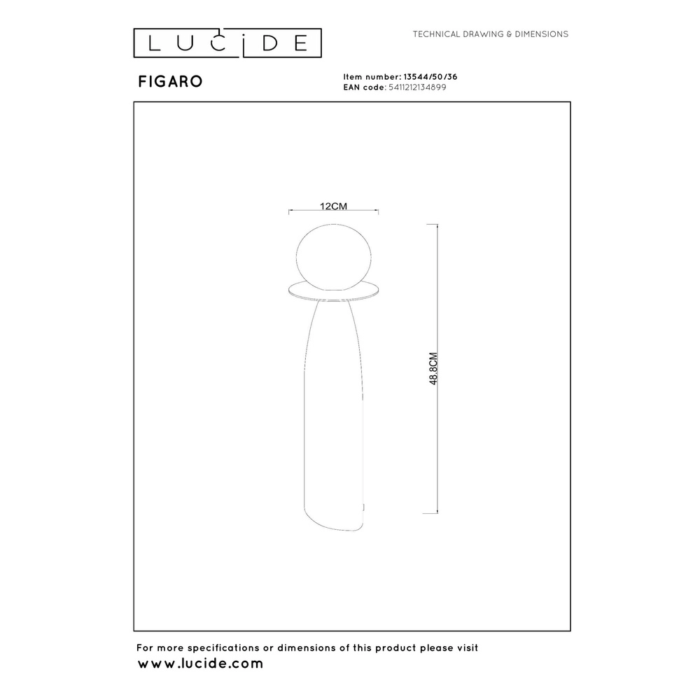 Unieke tafellamp Figaro 48cm Lucide 5411212134899