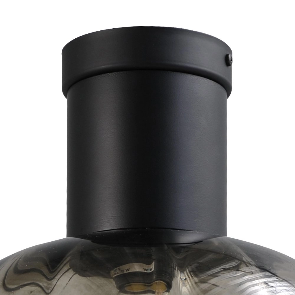 Design plafondlamp Lett lll 28cm zwart met smoke glas Masterlight 8718121181462