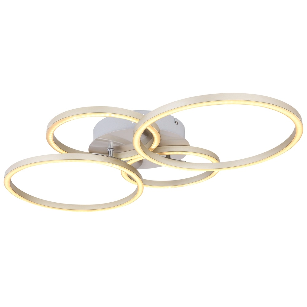 Moderne plafondlamp Kendy 4 ringen nikkel