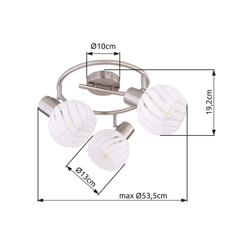 Plafondlamp Willy nikkel 3-lichts Globo 9007371409105