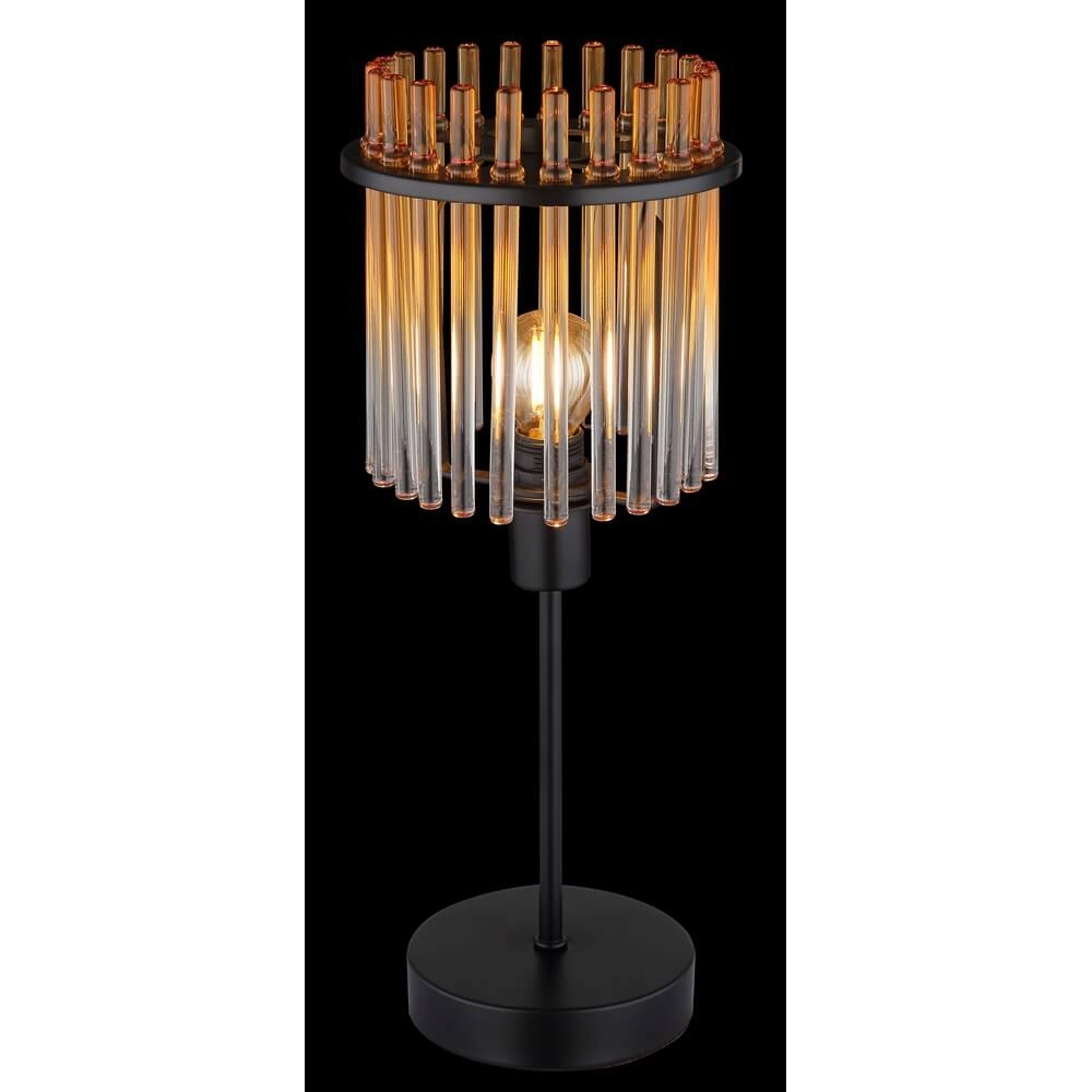 Zwarte tafellamp Gorley met amberglas Ø 15cm Globo 9007371474981