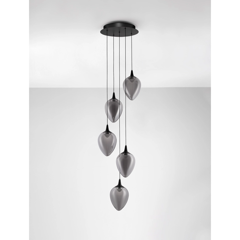 Hanglamp Nali 5-lichts smoke glas Lyora 5212017477781