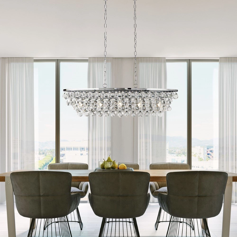 Kristallen hanglamp Michelle 131cm metaalgrijs Searchlight 5053423159461