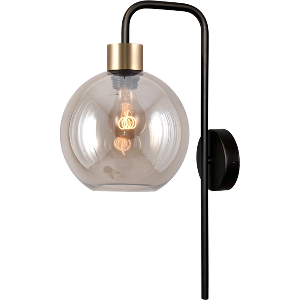 Wandlamp Lazise zwart met goud amber glas