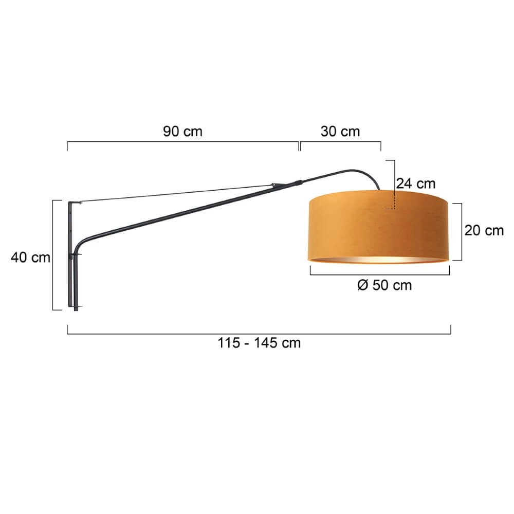 Zwarte muurlamp Elegant Classy met goud velvet Steinhauer 8712746146059