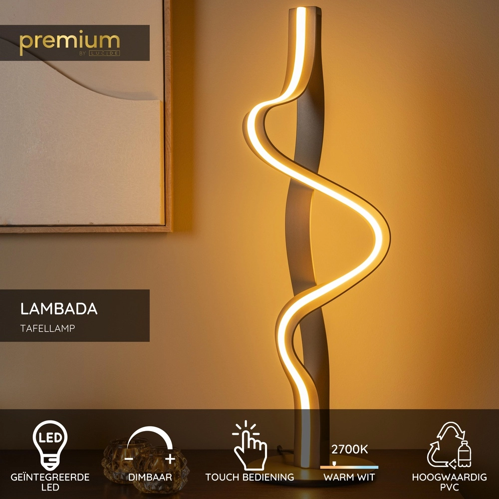 Tafellamp Lambada krul champagne Premium by Lucide 5411212520920
