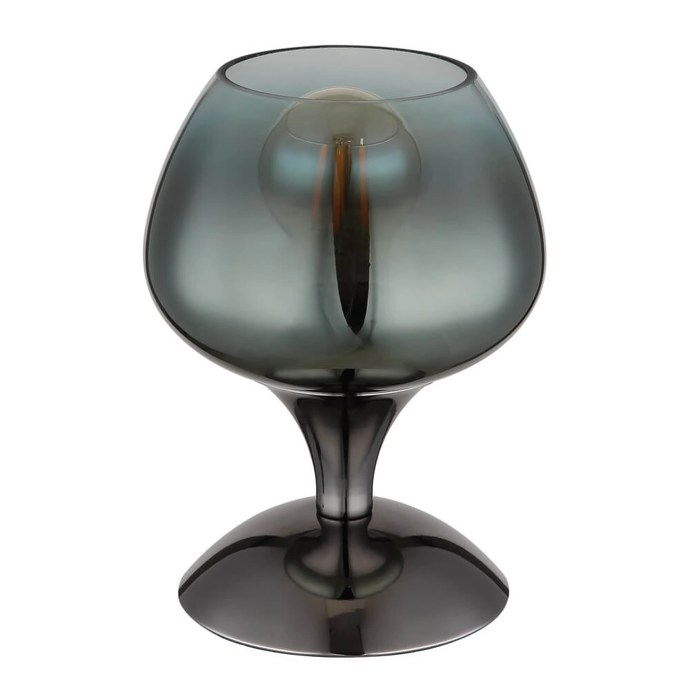 Gunmetal tafellamp Maxy met groen glas Ø 15cm Globo 9007371465934
