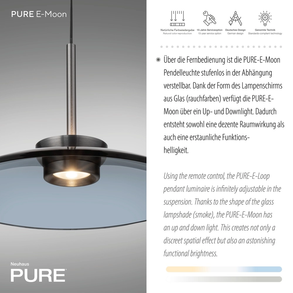 Hanglamp Ø 50cm Pure E-Moon met smoke glas Paul Neuhaus 4012248386361