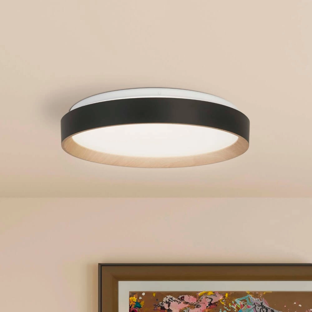 Zwarte plafondlamp Sorrento wit venster Searchlight 5053423274157