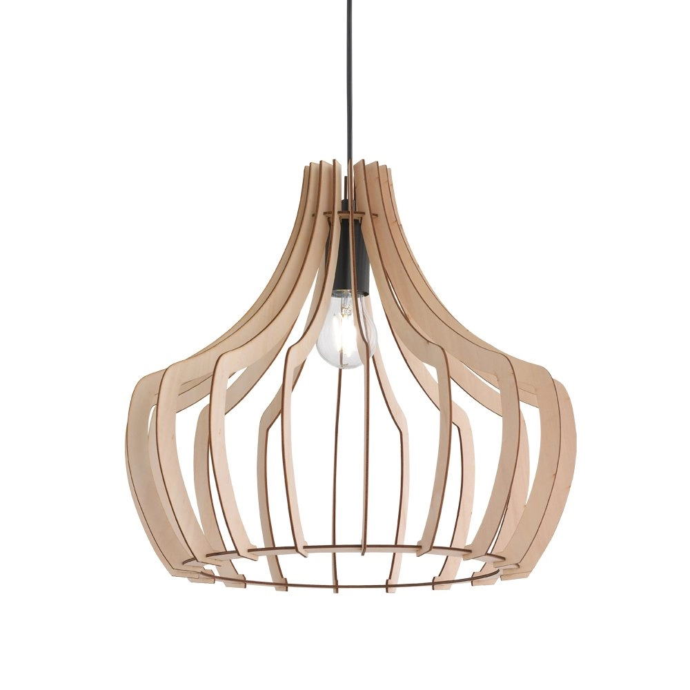 Houten design hanglamp Wood 44cm Trio 4017807301915
