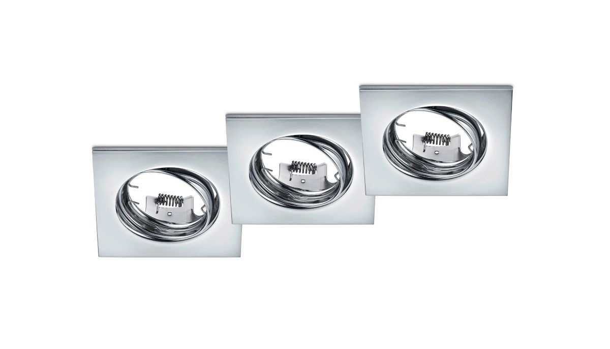 Set vierkante inbouwspots Jura (3x) chroom