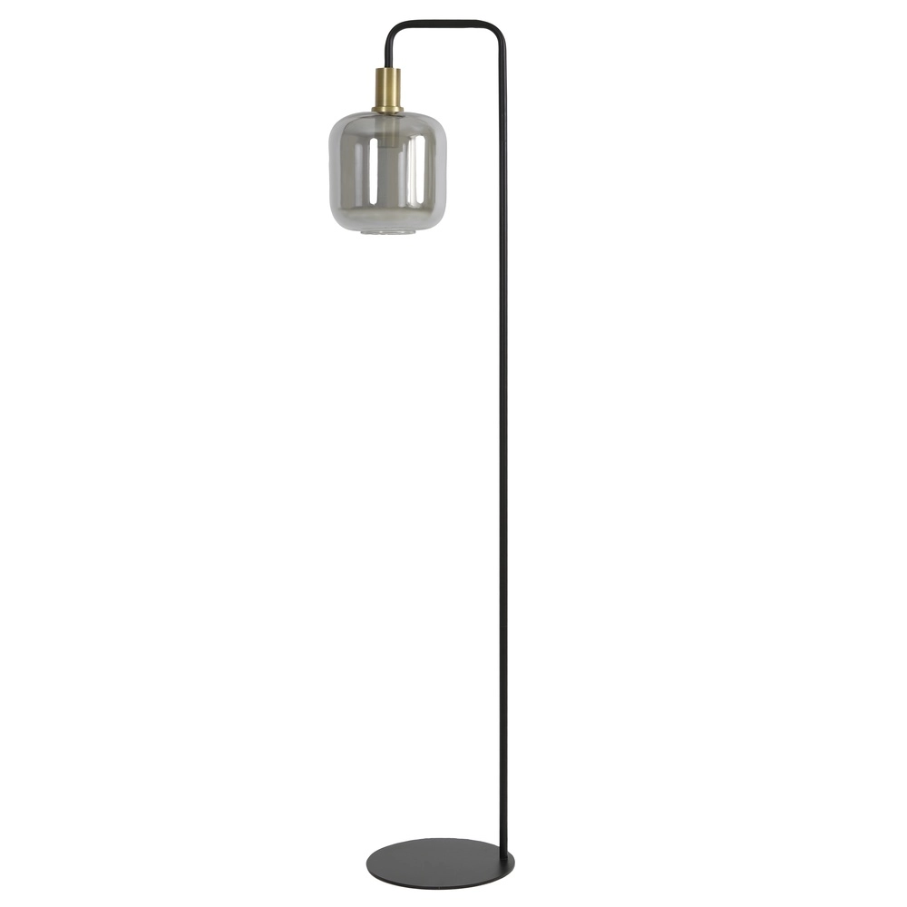 Vloerlamp Lekar met smoke glas en goud