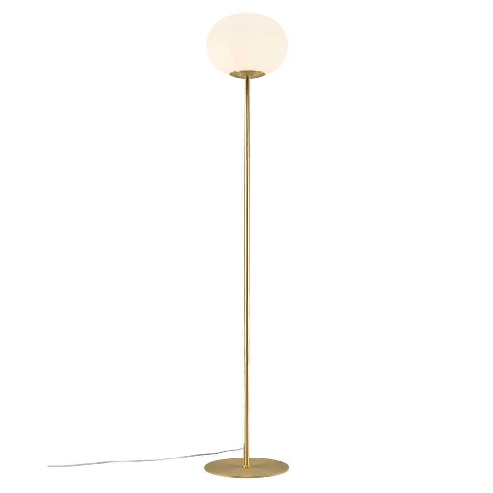 Glazen vloerlamp Alton messing met wit glas Nordlux 5704924001086