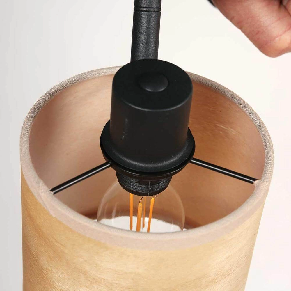 Plafondlamp Bambus zwart met bamboe 3-lichts Steinhauer 8712746171426
