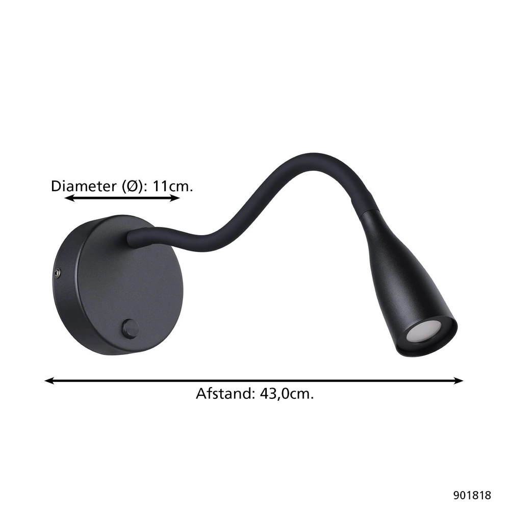 Bedlampje Olivandino flexibel zwart Eglo 9008606347766