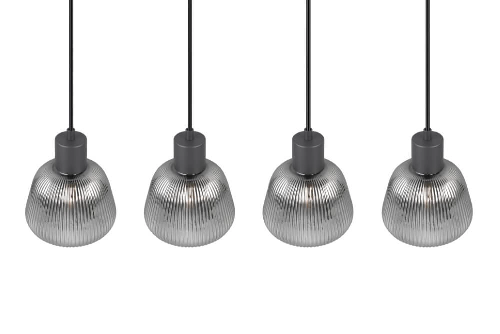 Eettafel hanglamp Tarifa met geribbeld glas Trio 4017807615814