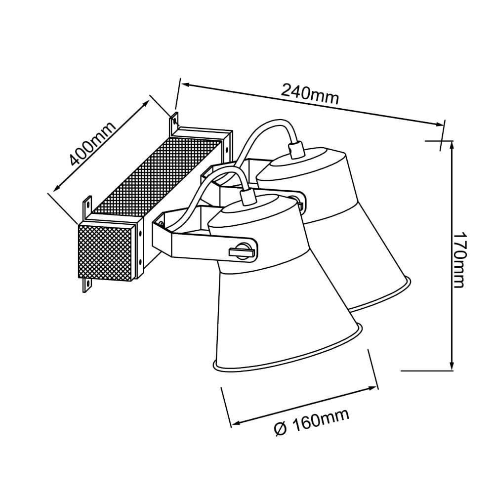 2-lichts plafondlamp Decca zwart met bruin Brilliant 4004353361449
