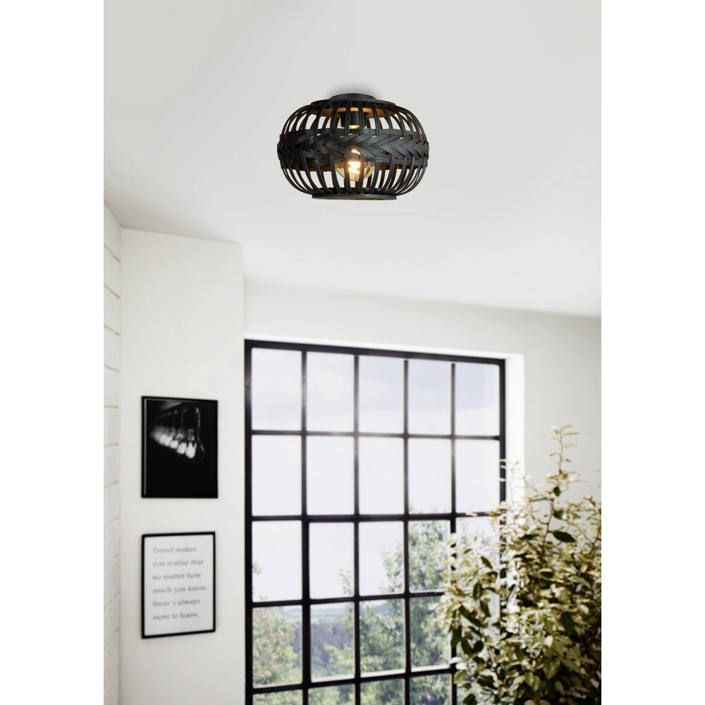 Zwarte plafondlamp Towcester Ø 38cm - hout Eglo 9002759439125