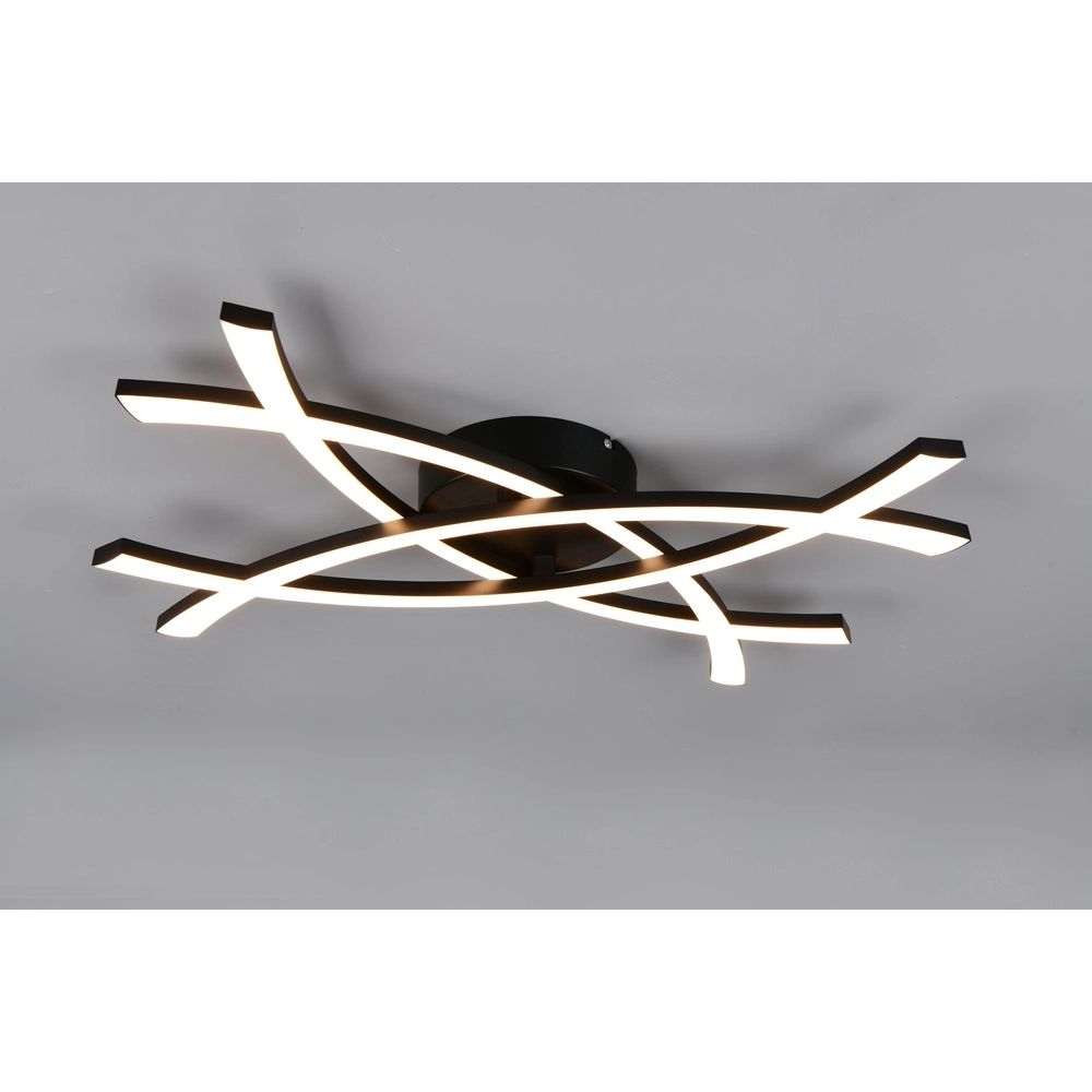 Moderne plafondlamp Pollock 40cm zwart Trio 4017807659023