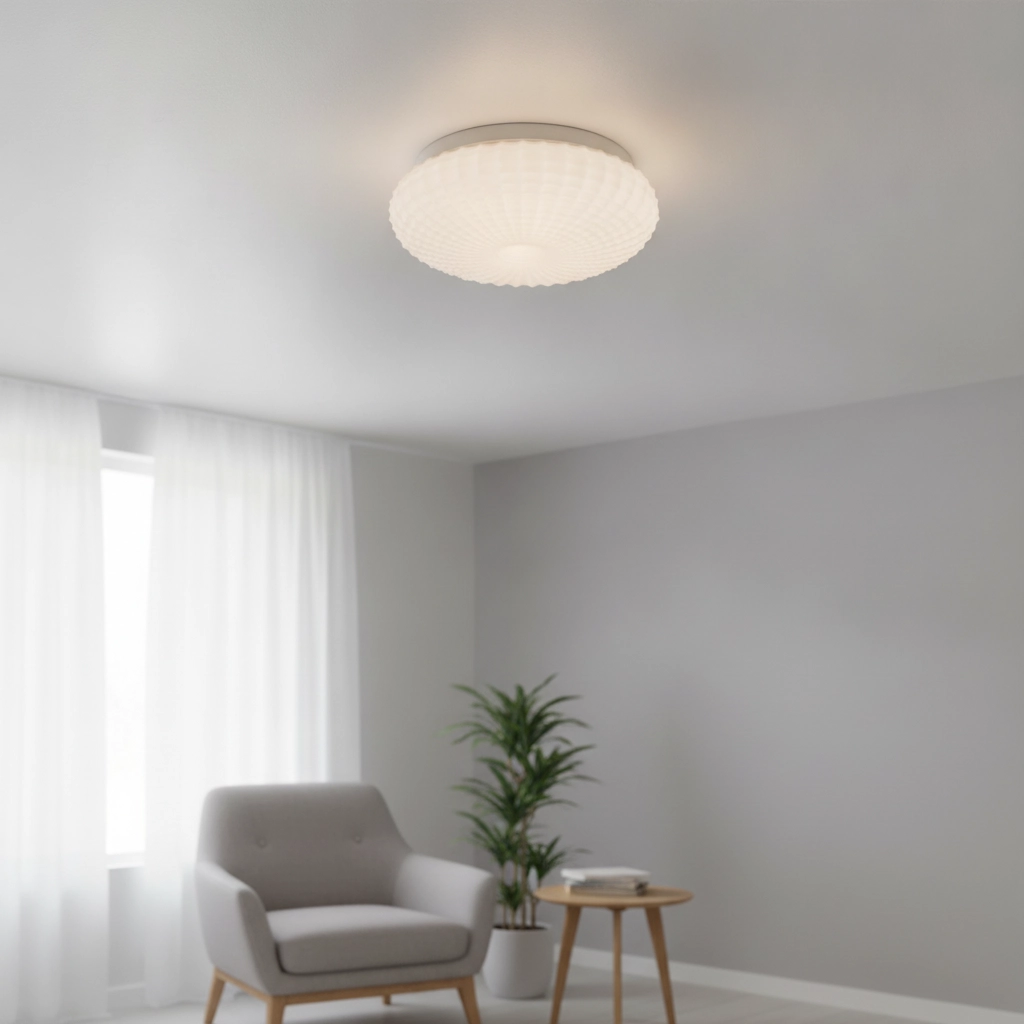Plafondlamp Clam wit glas