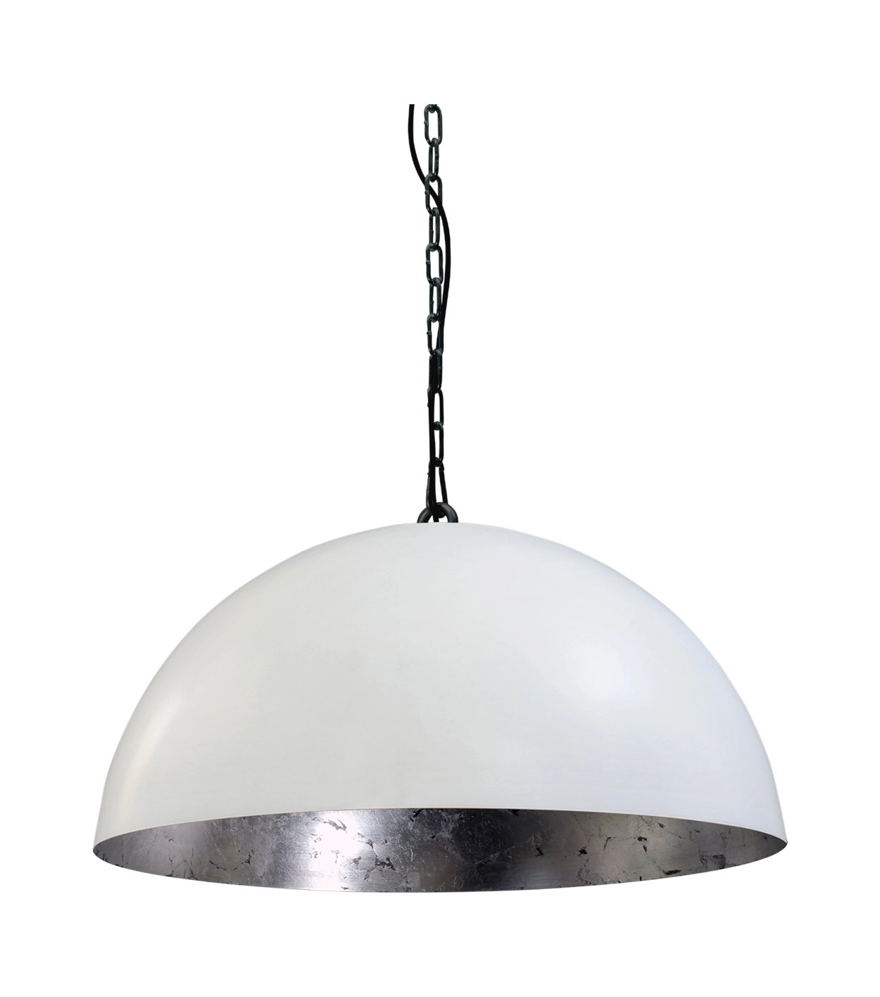 Stoere hanglamp Industria 50 wit met oudzilver Stoere hanglamp Industria 50 wit met oudzilver